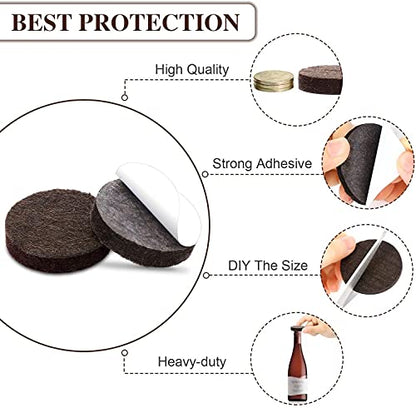 Yelanon Felt Furniture Pads for Hardwood Floors -24 Pcs 2.5" Premium Felt Pads for Chair Legs, Floor Protectors for Furniture, Brown - size: 24 pcs Brown Round