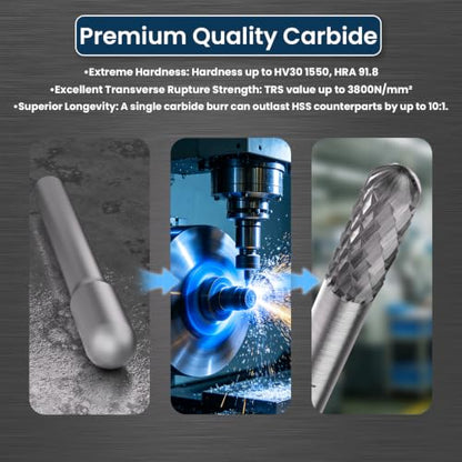 LU&MN SC-1 Tungsten Carbide Double-Cut Rotary Burr, 1/4" Shank, 1 PCS - size: SC-1