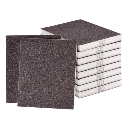 10Pcs 80Grit Double-Sided Sanding Sponges, Washable & Reusable - size: 80Grit