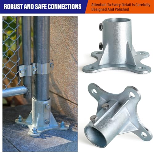 4Pack 2-1/2"(Actual: 2-3/8" OD) Chain Link Fence Post Base Flange Bracket Galvanized - size: 2 1/2"