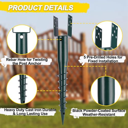 No Dig Ground Screw Anchor, U Shaped Powder-Coated Post Stake, 27 inch 4pcs - size: 27inch 4pcs