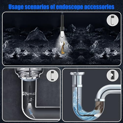 Endoscope Camera with Light, 1920P HD Borescope Camera with Light,Semi-Rigid Inspection Endoscope with 8 Adjustable LED, IP68 Waterproof Drain Scope Camera for for iOS/Android,16.4ft - color: Red