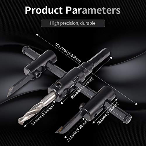 KATUR 30mm to 120mm Adjustable Circle Hole Cutter Saw Kit, Wood Drywall Drill Bit Saw Round Cutting, Woodworking Twist Hole DIY Tools (30-120mm) - size: 30-120mm