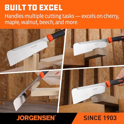 JORGENSEN Japanese Pull Saw, 9.5 Inch Pro Dovetail Saw with Rubber Handle, SK5 Steel Handsaw with Tool-less Quick Change Blade, 21TPI Fine Cross Cut Rip Cut Angle Cut Woodworking Tools