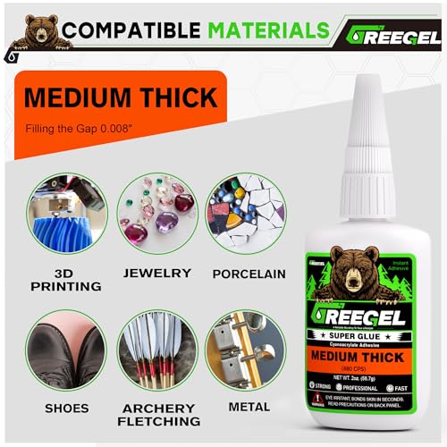 Liquid Medium Thick Super Glue 1 oz + 3g Gel Glue for Cermic - color: Medium Thick Viscosity, size: 1 oz