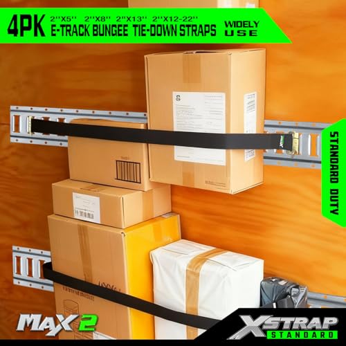 XSTRAP STANDARD 4 Pack E-Track Bungee Tie-Down Straps, Securing Straps Kit - size: Pack of 4