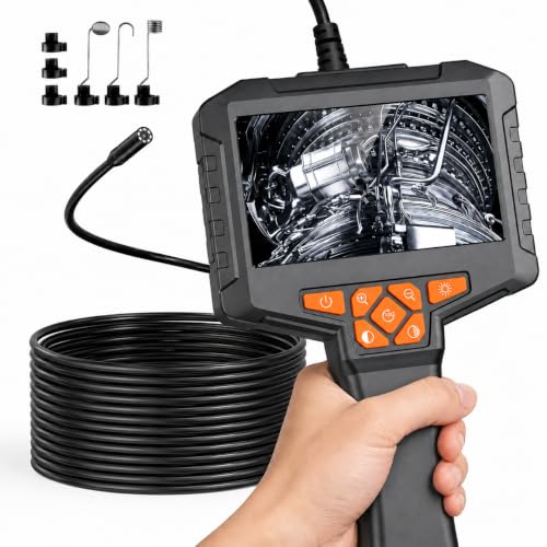 50FT Borescope Camera with Light, 4.3" Screen Inspection Camera, No WiFi - style: 50FT 4.3" Single Lens