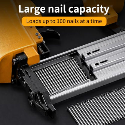 Nail Gun, Framing Pneumatic Nail Gun, 16GA, Nail Slot Capacity 100 for Upholstery, Diy Project, Woodworking, T50 - color: Orange-t50