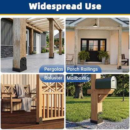 2 Pack 4X4 Post Base for Concrete, Heavy-Duty Post Anchor Bracket Kit - size: 4x4 post base (2 PCS)