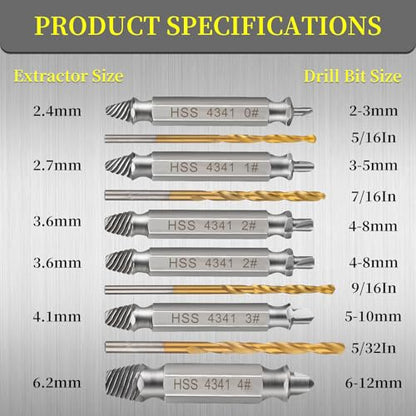 10 PCS Damaged Screw Extractor Set,6 PCS Screw Extractor Remover Kit and 4 PCS Left-Hand Twist Drill Bit Kit for Stripped Screws & Drill Bit