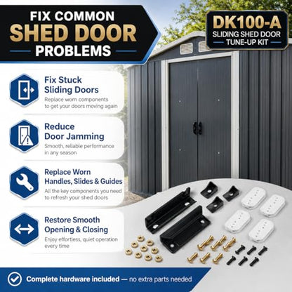 Shed Door Handle & Hardware Kit for Arrow Sheds, DK100-A Slides & Guides - color: Black