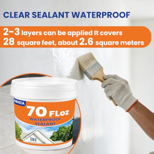 70 Oz Transparent Waterproof Sealant,Clear Water-Based Leak Repair Coating - size: 70 Fl Oz