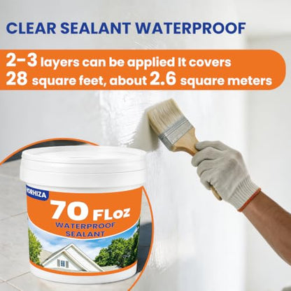 70 Oz Transparent Waterproof Sealant,Clear Water-Based Leak Repair Coating - size: 70 Fl Oz