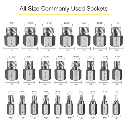 Topec 25Pcs Screw Extractor Set, Multi-Spline Easy Out Bolt Extractor Kit - size: 25-Piece