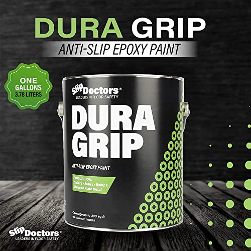 Dura Grip Anti-Slip Paint for Concrete, Wood, Tile and Metal – Non-Skid Coating for Floor, Decking and Ramps – Gallon (Light Gray) - color: Light Gray