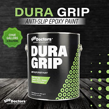 Dura Grip Anti-Slip Paint for Concrete, Wood, Tile and Metal – Non-Skid Coating for Floor, Decking and Ramps – Gallon (Light Gray) - color: Light Gray