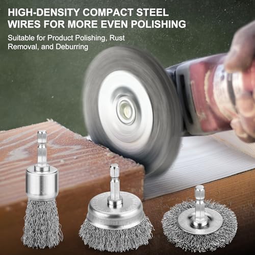 6Pcs Wire Wheel Brush Set, Carbon Steel Wire Brush for Drill - style: 6PCS