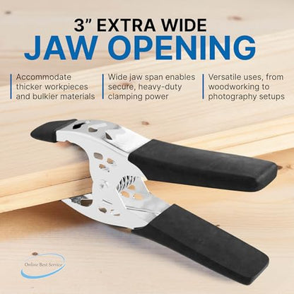 6" Heavy-Duty Spring Clamps, 3" Jaw Opening, 4-Pack - size: 4 Pack