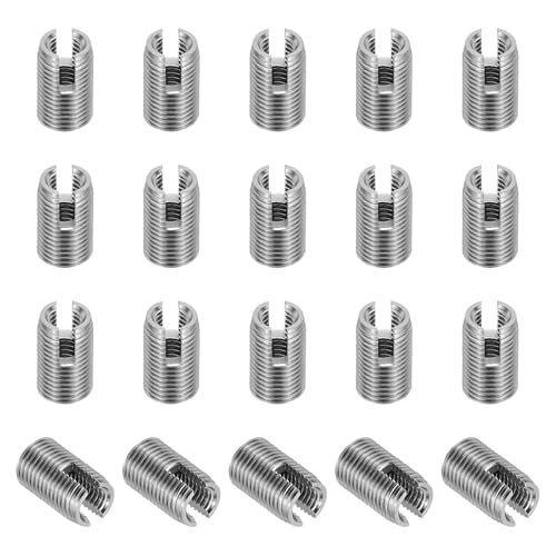 PATIKIL Self-Tapping Threaded Inserts, 20 Pcs M3 x M5 x 8mm 303 Stainless Steel Thread Adapter Reducer Slotted Screw Repair Inserts Nuts Sleeve - size: M3 x M5 x 8mm