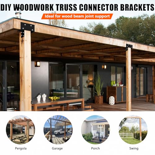 Post Cap Tie Bracket,Heavy Duty Wood Beam Support Bracket.Black T-Shape Pegola Braacket for Gazebos,Patio Decks,and Porches Wood Post to 6x6 or 6x8 Lumber - 1Pack - size: 6x8