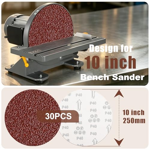 30Pcs 10 Inch Hook and Loop Sanding Discs, Sandpaper Pads for Bench Sander - style: 10 Inch Mix30PCS