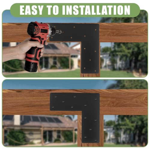 4 Pcs 12"x 5" L Shape Flat Brackets|Thickness 0.12" Mending Plates| - size: 6"x 6"