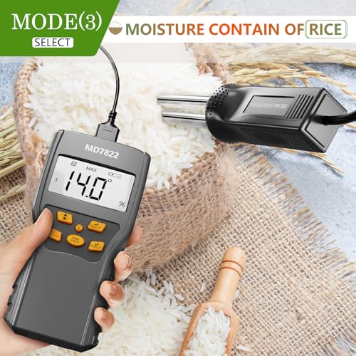 Grain Moisture Meter Precise & Fast Measurements Grain Moisture Tester with Probe, Moisture Meter Probe for Mazie, Wheat, Corn, Paddy and Rice