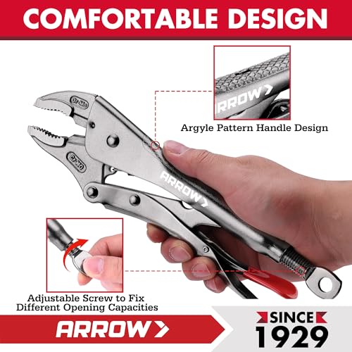 ARROW 2PCS Curved Jaw Locking Pliers Set 7" & 10" - size: 7&10inch