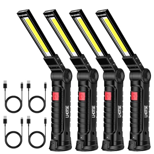 LHOTSE Rechargeable LED Work Light/Flashlight for Mechanic(4 Pack) - color: Black 4 Pack