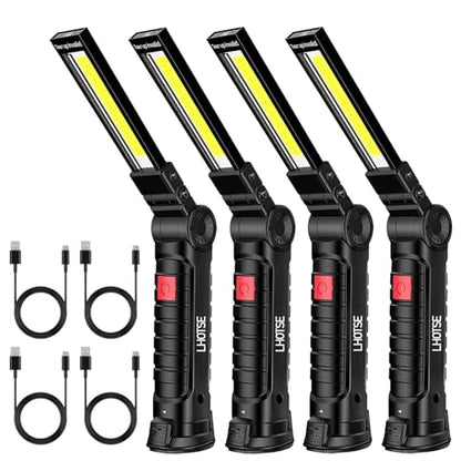 LHOTSE Rechargeable LED Work Light/Flashlight for Mechanic(4 Pack) - color: Black 4 Pack