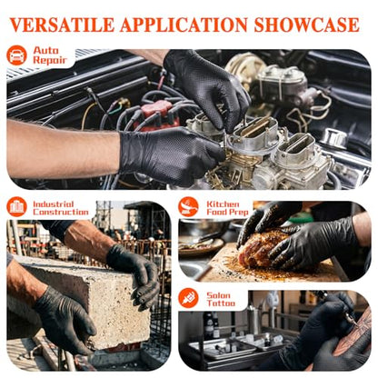 ANBOSON 10 Mil Heavy Duty Mechanic Nitrile Gloves, Black Large 1000 Count - color: Black-1000, size: Large