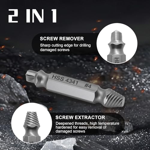Damaged Screw Extractor Set & Stripped Screw Extractor Kit