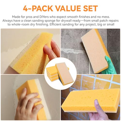 Drywall Wet Sanding Sponge, Dustless Dual Sided Walboard Drywall Sponge