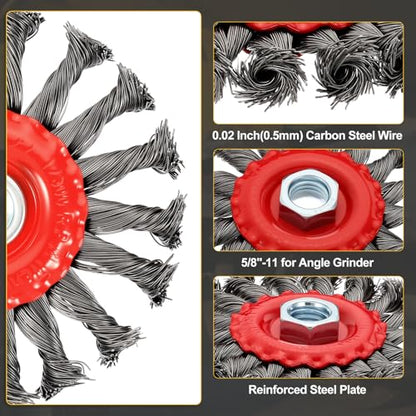 DTGN 6 Pcs Wire Wheel Cup Brush Set with 5/8"-11 Arbor