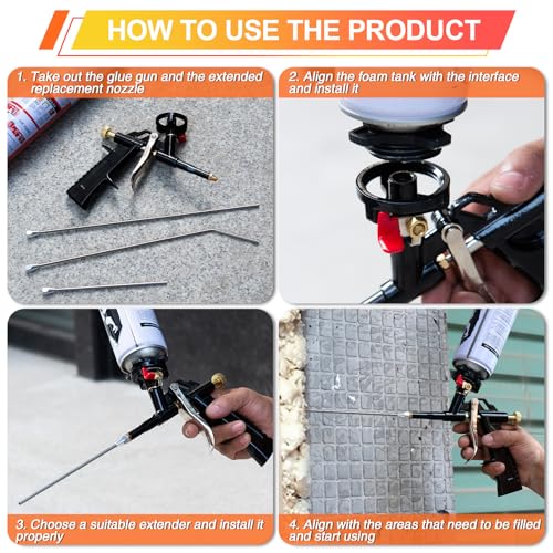 Professional Spray Foam Gun Extension Kit,13.8 inch,Threaded