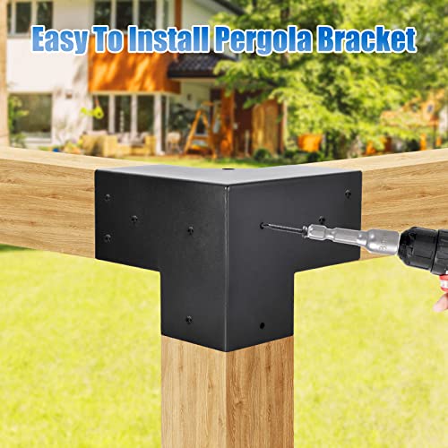 4 Pcs 4"x 4" Pergola Brackets(Actual Fit :3.6"x3.6") Post - size: 3-Way 4x4 Inch