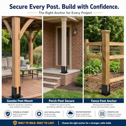 Garvee 4x4 Post Base 4 Pcs (Inner Size 3.7x3.7) Post Anchors,13GA Thick - size: 4PC Post Base(4*4)