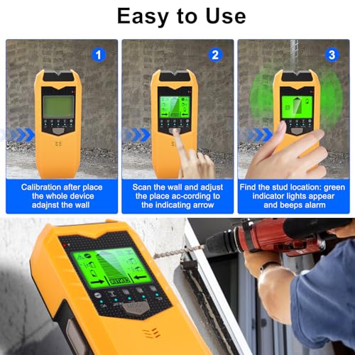 Electronic Stud Finder Wall Scanner 5 in 1 with LCD Display for Wood Metal Studs Joist Pipe AC Wire