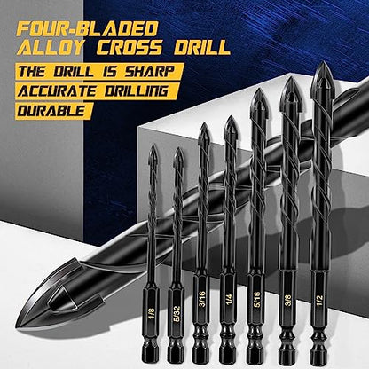DYRECELVE 12-Piece Masonry Drill Bit Set, Concrete Bits, Carbide Cross Tip - style: Concrete Drill Bit (Carbide Cross Tips)