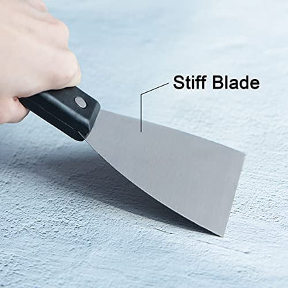 uxcell Putty Scraper 5" Spatula Drywall Repair Spreader Stainless Steel Blade Black Handle 2Pcs - size: 5"