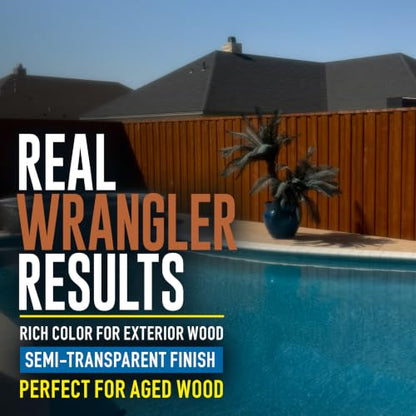 Wood Defender Semi-Transparent Fence Stain and Seal, Wrangler, 5-Gallon - color: Wrangler, size: 5 Gallon