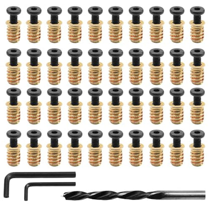 Litoexpe 40 Pcs 1/4"-20 Wood Threaded Inserts - size: 40 PCS