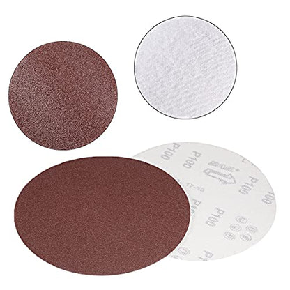 uxcell 10Pcs 7 Inch Hook and Loop Sanding Disc 100 Grits Flocking Sandpaper for Random Orbit Sander Brown - size: 100 Grit