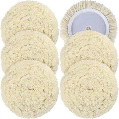 6 PCS Wool Buffing Polishing Pads - 8 Inch Natural Wool Cutting Pads with Hook and Loop Backing Compound & Polishing for Automotive Car Boats Glass Furniture Repair - size: 8" -6P