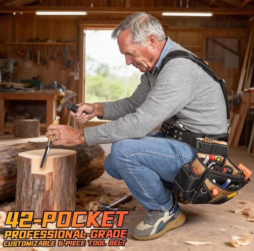 Pro Ergonomic Tool Belt with Padded Suspenders
