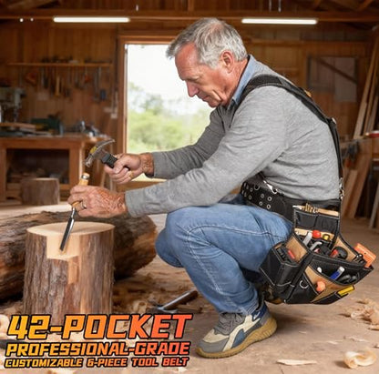 Pro Ergonomic Tool Belt with Padded Suspenders