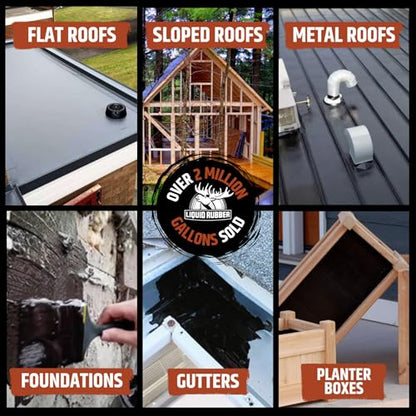 Liquid Rubber Waterproof Sealant - Roof & Gutter Coating, Black, 2.5 Gallon - size: 2.5 Gallon