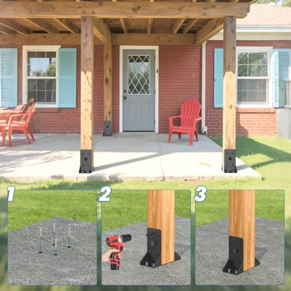 4x4 Post Base 2 Pcs,Inner Size 3.6"x3.6" Post Anchors, - size: 4x4