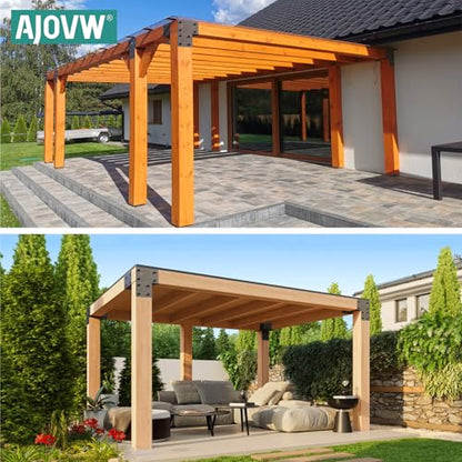 4 Pack 6''x6'' (Actual Size 5.5''x5.5'') Heavy Duty Stainless Steel Corner Post Caps Tie Bracket, Fit Connecting Wood Gazebo, Deck Patio Post and Wood Beams Bracket. (Black) - size: Corner 6"x6"(Actual 5.5"x5.5")