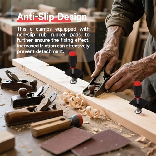 4pcs Universal Heavy Duty C-Clamp, Cabinet Installation Wide Jaw Clamps, Adjustable Aluminum Clamp Bracket for Desk, Tables, Wooden Board